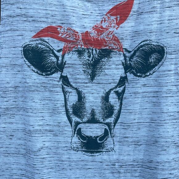 Bella Canvas Gray tank top with cow face red bandana size XL - Picture 3 of 7